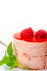 Image showing fresh raspberry cake mousse dessert