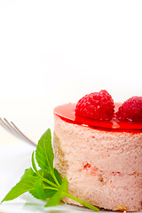 Image showing fresh raspberry cake mousse dessert