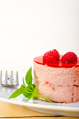 Image showing fresh raspberry cake mousse dessert