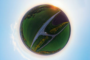 Image showing Planet spherical panorama 360 of summer roads