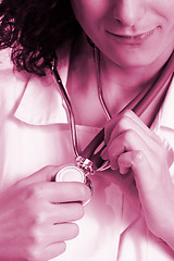 Image showing Portrait of a young doctor with stethoscope.