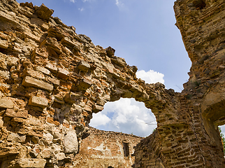 Image showing crumbling old brick tower