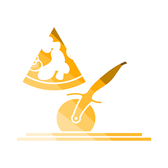 Image showing Pizza With Knife Icon