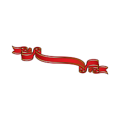 Image showing Red Ribbon With Golden Stripes