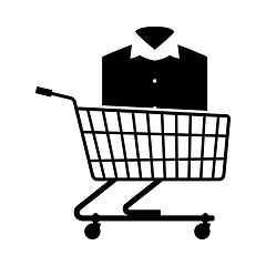 Image showing Shopping Cart With Clothes (Shirt) Icon