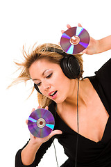 Image showing woman listening music