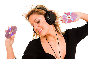 Image showing woman listening music