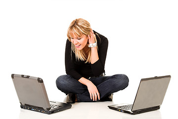 Image showing woman with notebooks