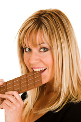 Image showing woman eating chocolate