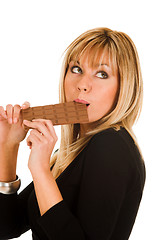 Image showing woman eating chocolate