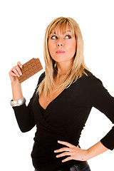 Image showing woman eating chocolate