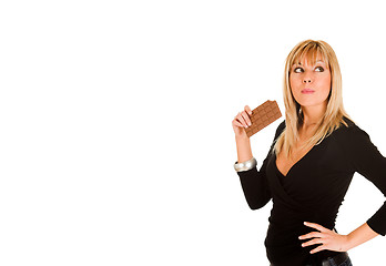 Image showing girl eating chocolate