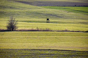 Image showing Wooden Hunters High Seat, hunting tower