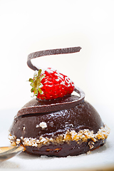 Image showing fresh chocolate strawberry mousse