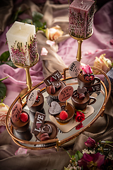 Image showing Fancy mousse in little chocolate bowls