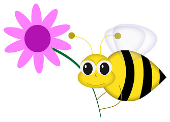 Image showing Happy Bee with Flower