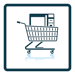 Image showing Shopping Cart With Microwave Oven Icon