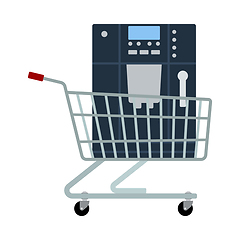 Image showing Shopping Cart With Cofee Machine Icon