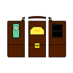 Image showing Oil, Dollar And Gold Dividing Briefcase Concept Icon