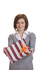 Image showing Woman offering a gift box