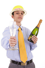Image showing businessman drink champagne