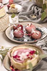 Image showing Still life of mousse cakes