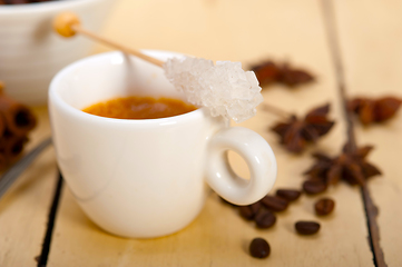 Image showing espresso coffee with sugar and spice