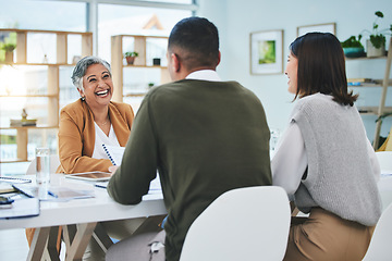 Image showing Interview, business people and senior human resources manager, recruitment and onboarding with conversation. Communication, hiring and meeting with feedback, promotion and team discussion at office