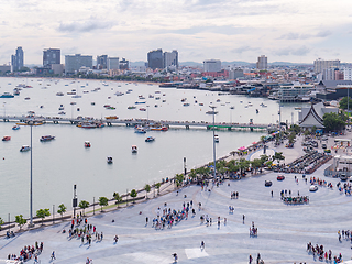 Image showing Tourists at Bali Hai Pier in Pattaya, Thailand