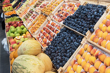 Image showing Ripe watermelons in farmer market