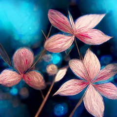 Image showing Blue and pink abstract flower Illustration for prints, wall art,