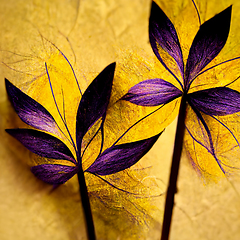 Image showing Purple and yellow abstract flower Illustration.