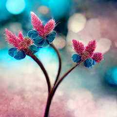 Image showing Blue and pink abstract flower Illustration.