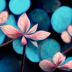 Image showing Blue and pink abstract flower Illustration.