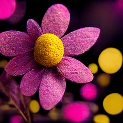 Image showing Purple, pink and yellow abstract flower Illustration.