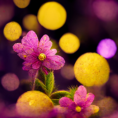 Image showing Purple, pink and yellow abstract flower Illustration.