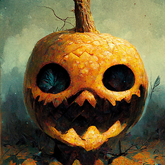 Image showing Halloween pumpkin angry cartoon character concept of monsters an