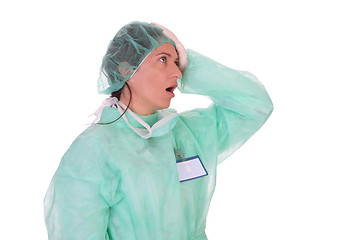Image showing shouting shocked healthcare worker