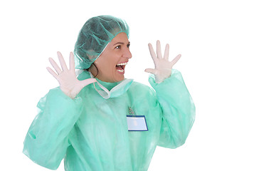 Image showing shouting shocked healthcare worker