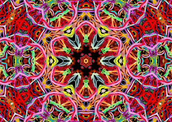 Image showing Abstract pattern of bright multicolored threads with 3D effect