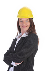 Image showing young businesswoman with helmet 