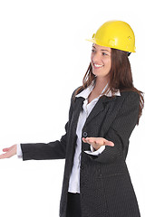 Image showing young businesswoman with helmet 