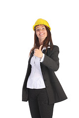 Image showing young businesswoman with helmet 