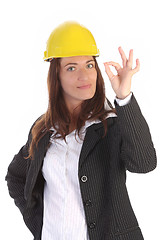 Image showing young businesswoman with helmet 