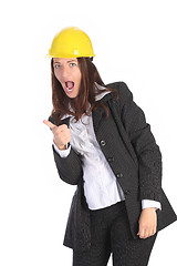 Image showing young businesswoman with helmet 