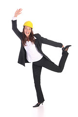 Image showing young businesswoman with helmet 