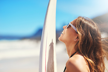 Image showing I dont see a shrink, I see waves. Shot of a young surfer at the beach.