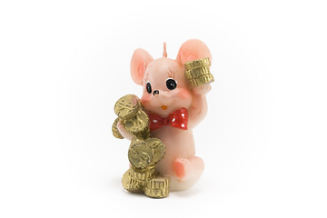 Image showing Rose waxy mouse-candle