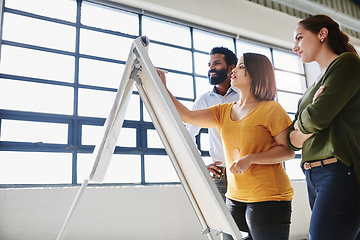 Image showing Theres no challenge they cant think their way through. Cropped shot of a group of businesspeople brainstorming together in an office.