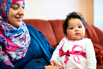 Image showing She fills my life with joy. Shot of a muslim mother and her little baby girl.